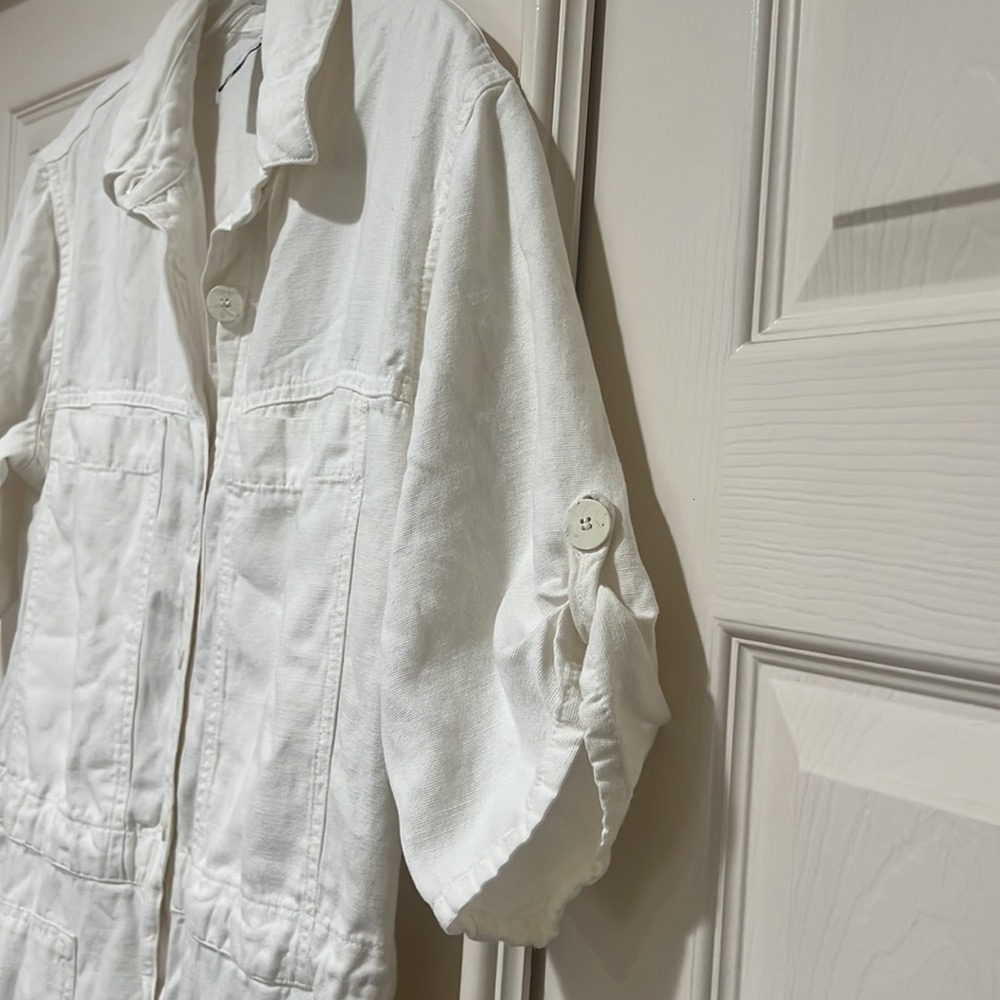 Zara Women’s White Rustic Button Up Utility Jumpsuit Size Small - Picture 9 of 10